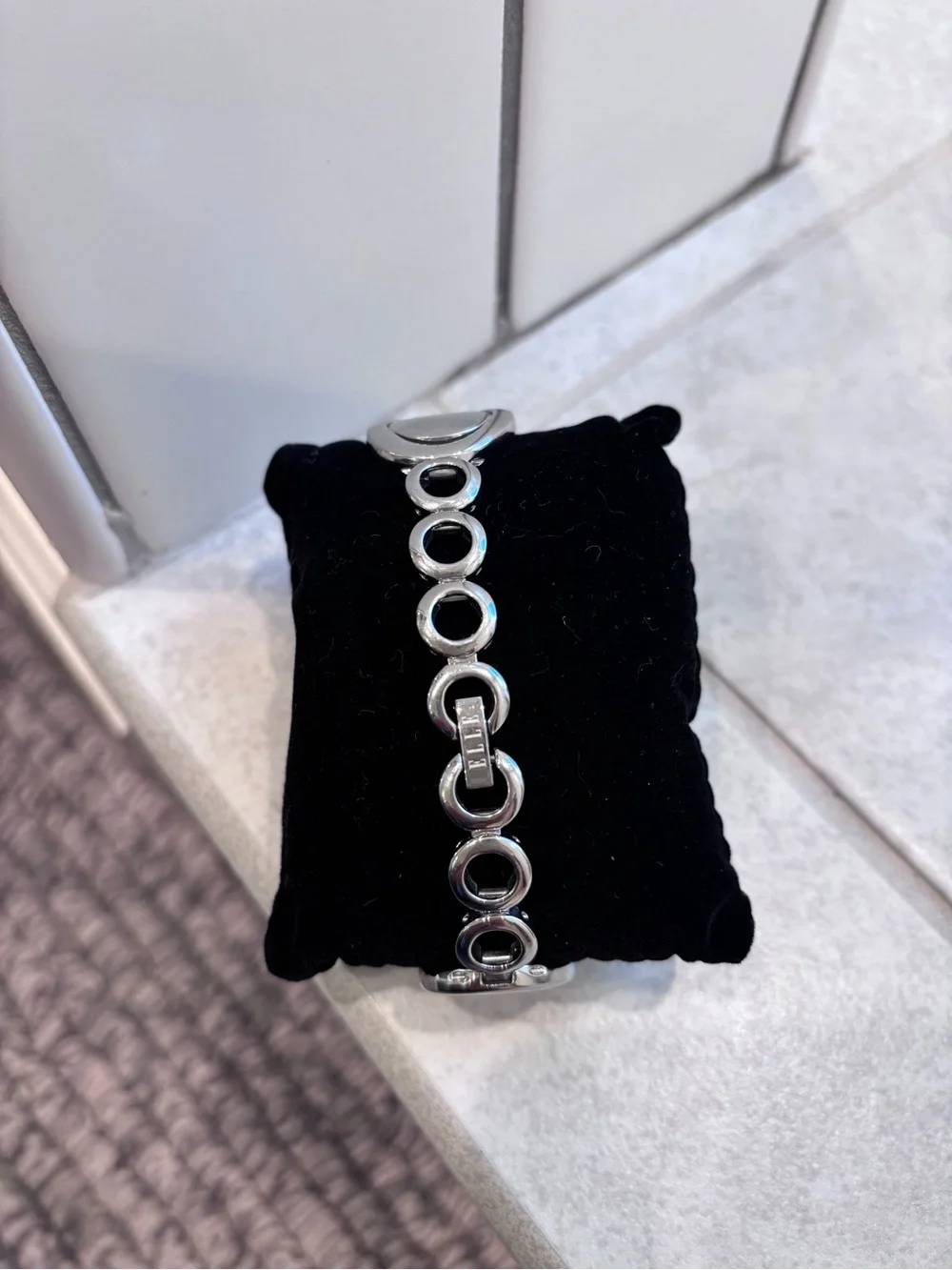 Y2K Rhinestone Bracelet Watch Silver Black Dial Glam McBling NWT